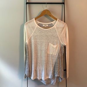 Madewell Cream & Grey Linen Long Sleeve Shirt